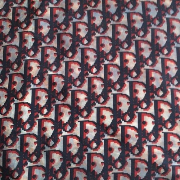 Dior Red White Black Trotter Style Logo Silk Wrap - Picture 4 of 6